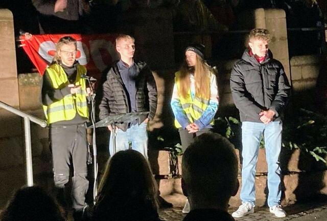 v.l.n.r, Arno Meuter (Grüne), Maximilian Sigmund (FDP), Lena-Marie Dold (Grüne), Jonas Weber (SPD)